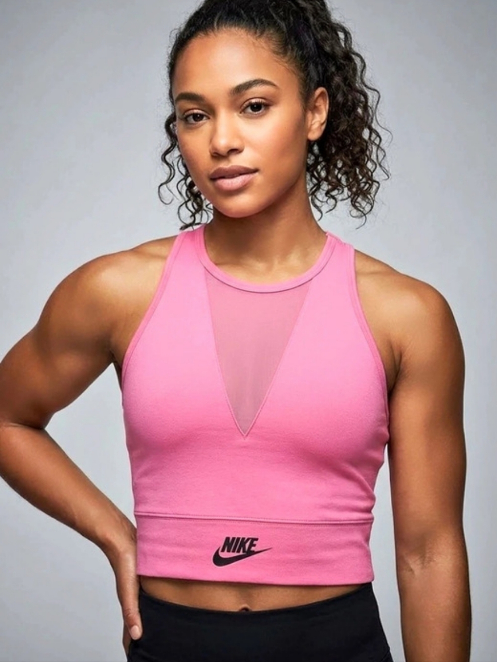 Nike Dri-FIT Mesh V-Neck Tank Pink Size XS